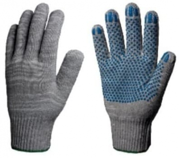 Перчатки х/б с ПВХ эконом 10 класс, 3-нити